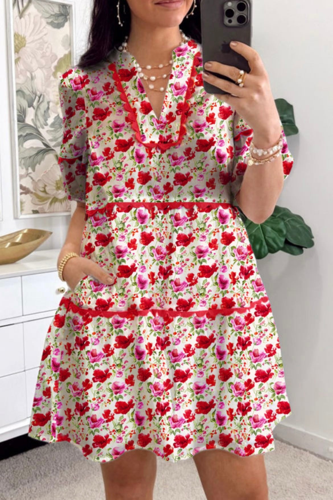 Red floral Ric Rac dress