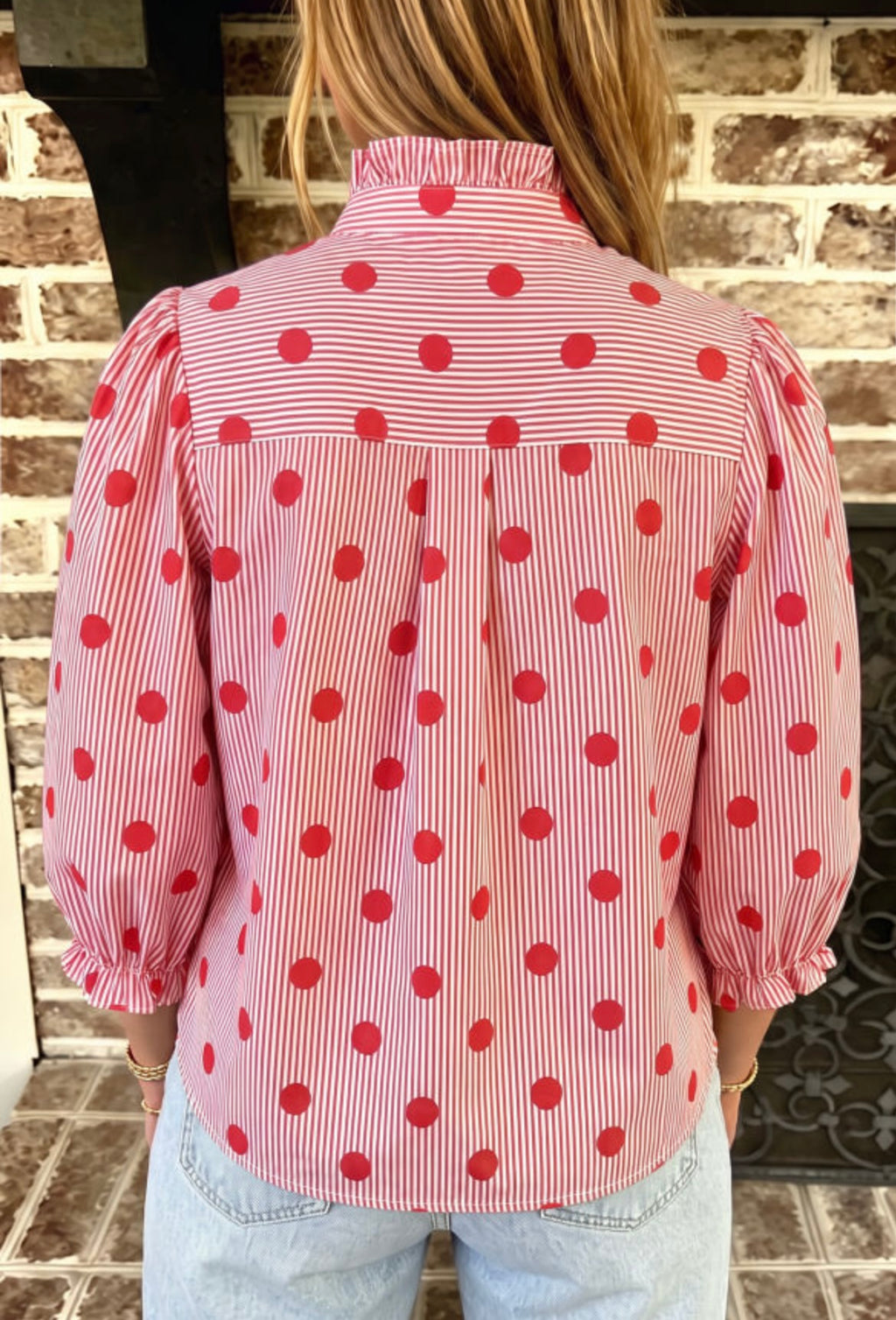 Polka Dot Ruffle Top