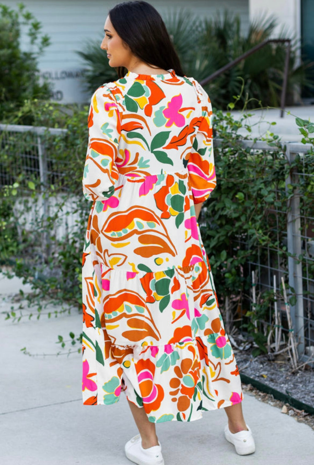 Orange Flower Maxi Dress