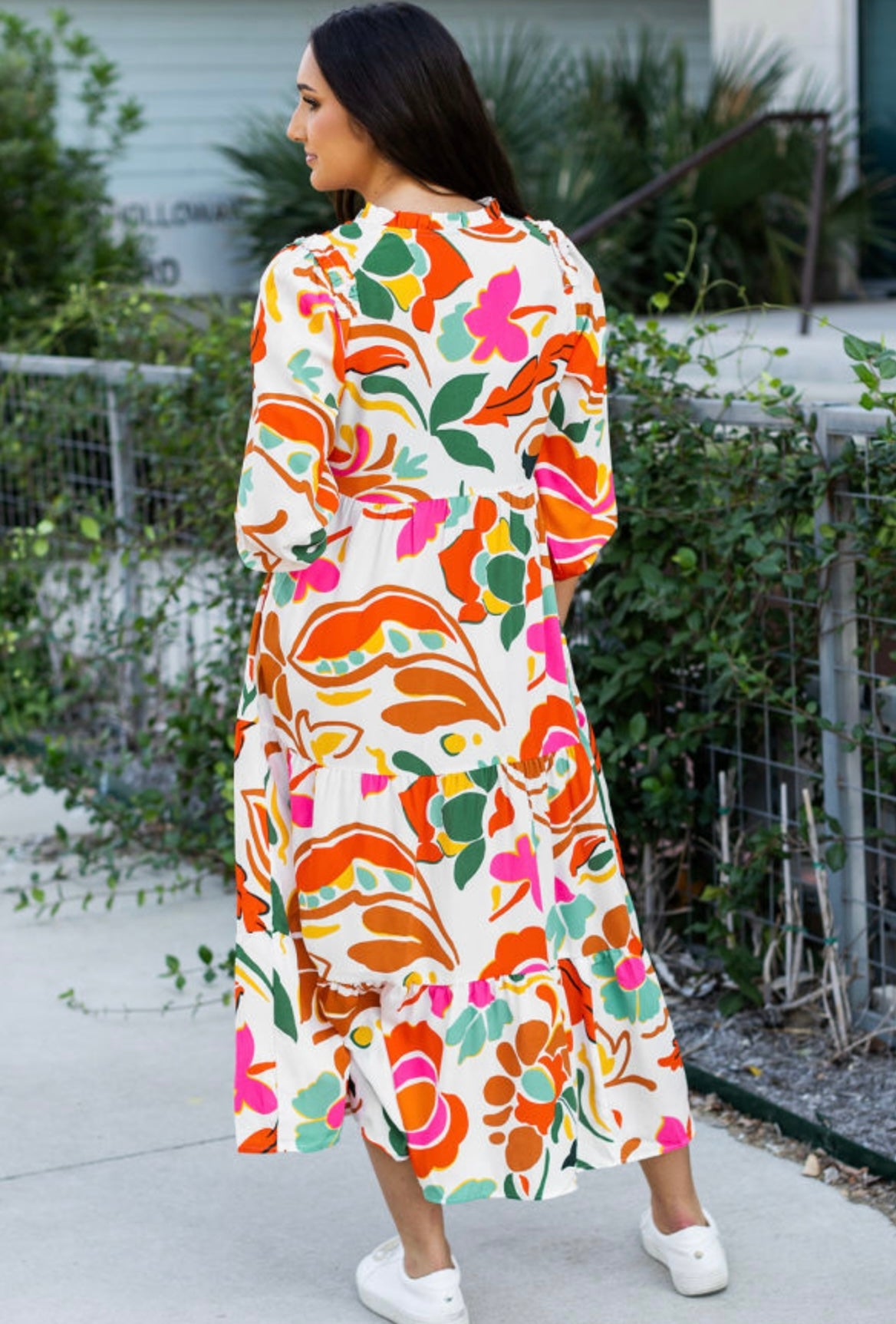 Orange Flower Maxi Dress