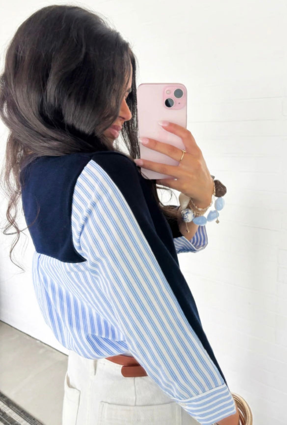 Navy Blue Drop Shoulder Sweater