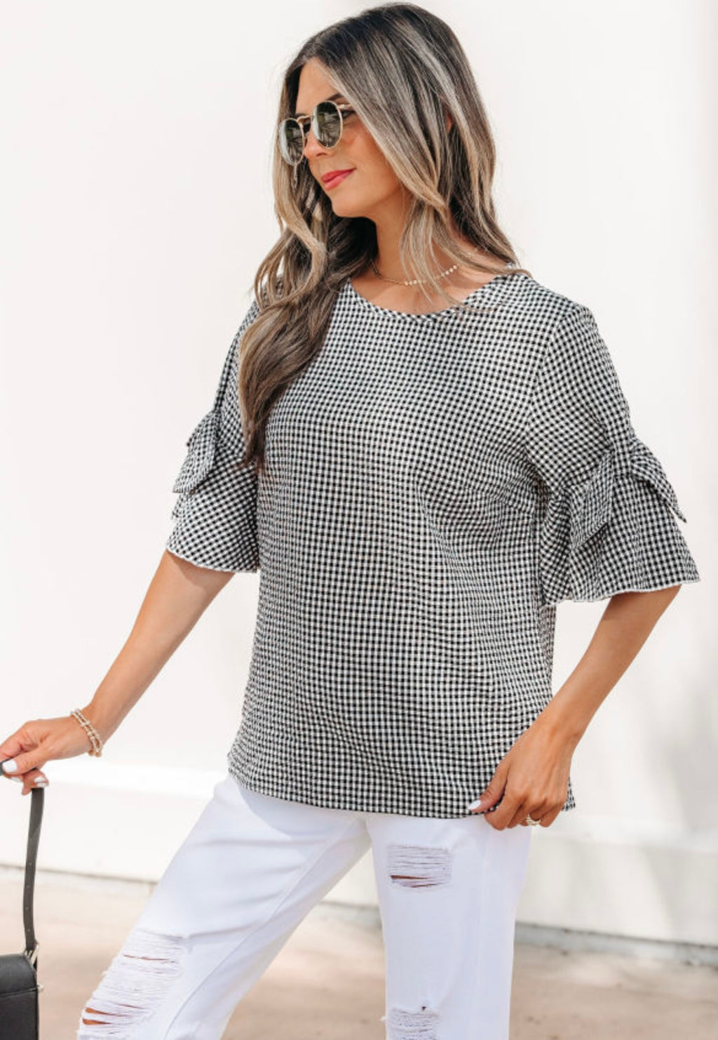 Black Gingham Top