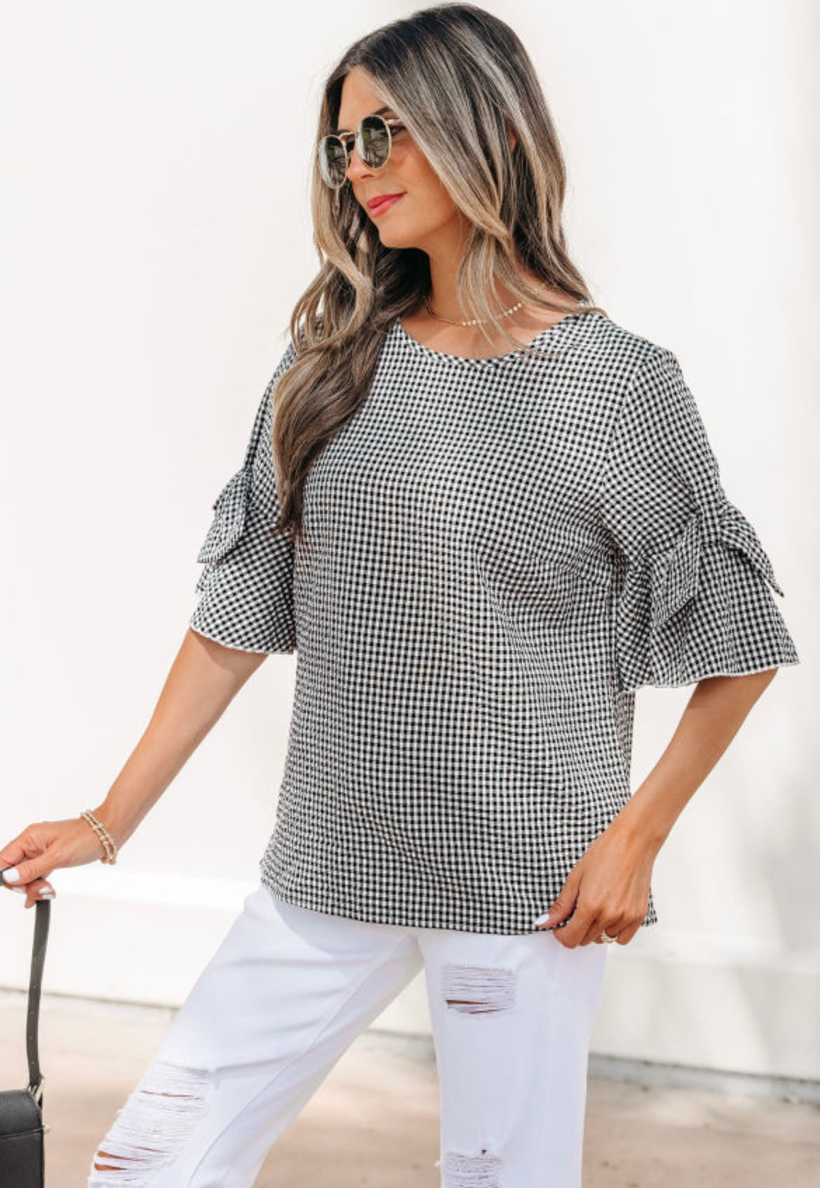 Black Gingham Top
