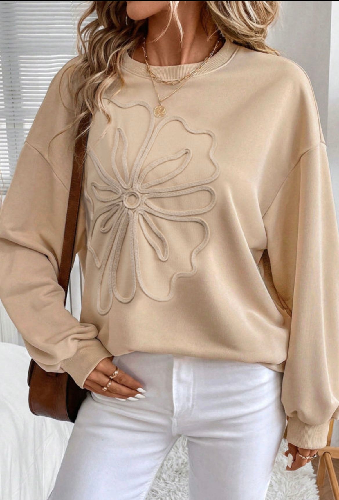 Flower Embroidered Sweatshirt