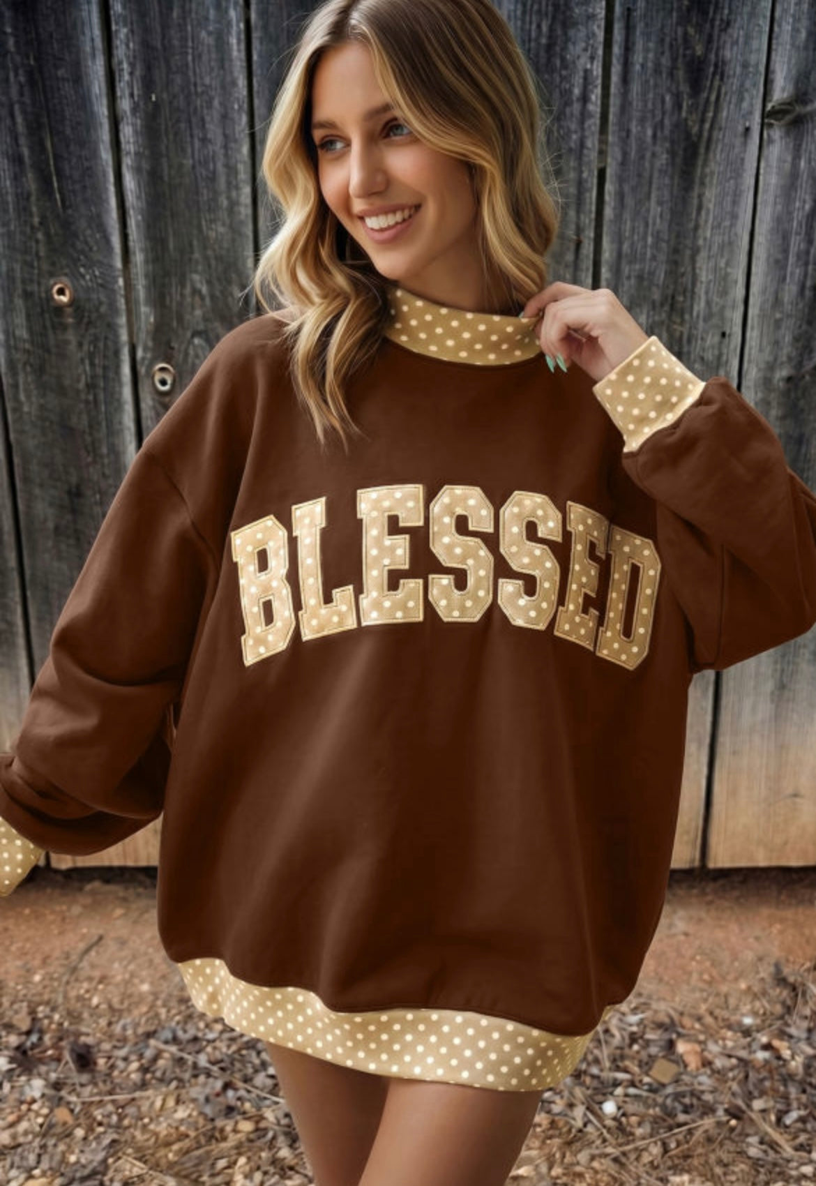 Blessed Coffee Letter Graphic Baggy Sweatshirt
