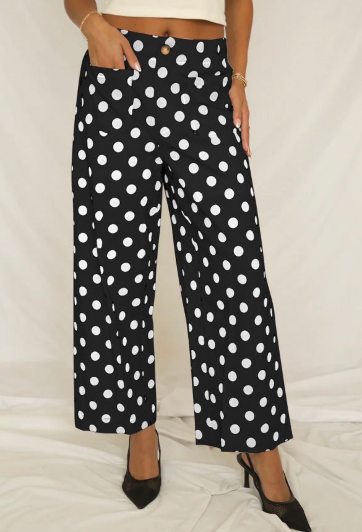 Polka Dot Pants Elastic Waist