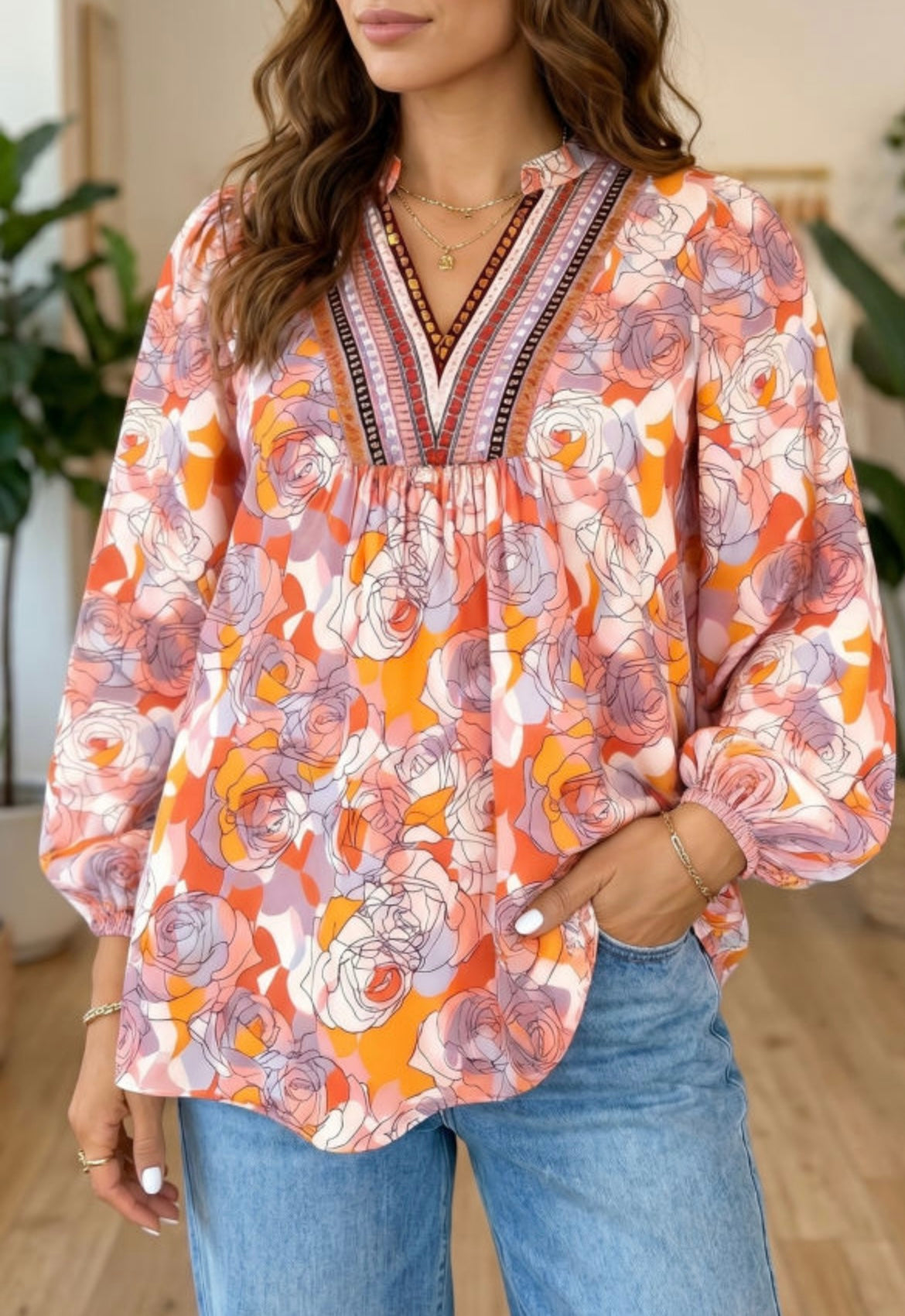 Floral Fun Collar Top