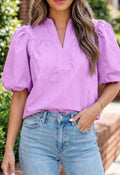 Purple Puff Sleeve Top