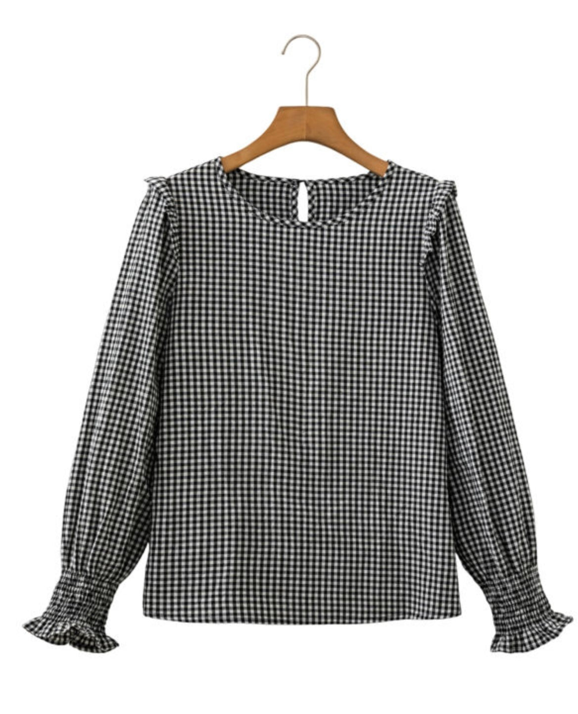 Black Plaid Long Sleeve Top