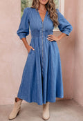 Denim Midi Zipper Dress