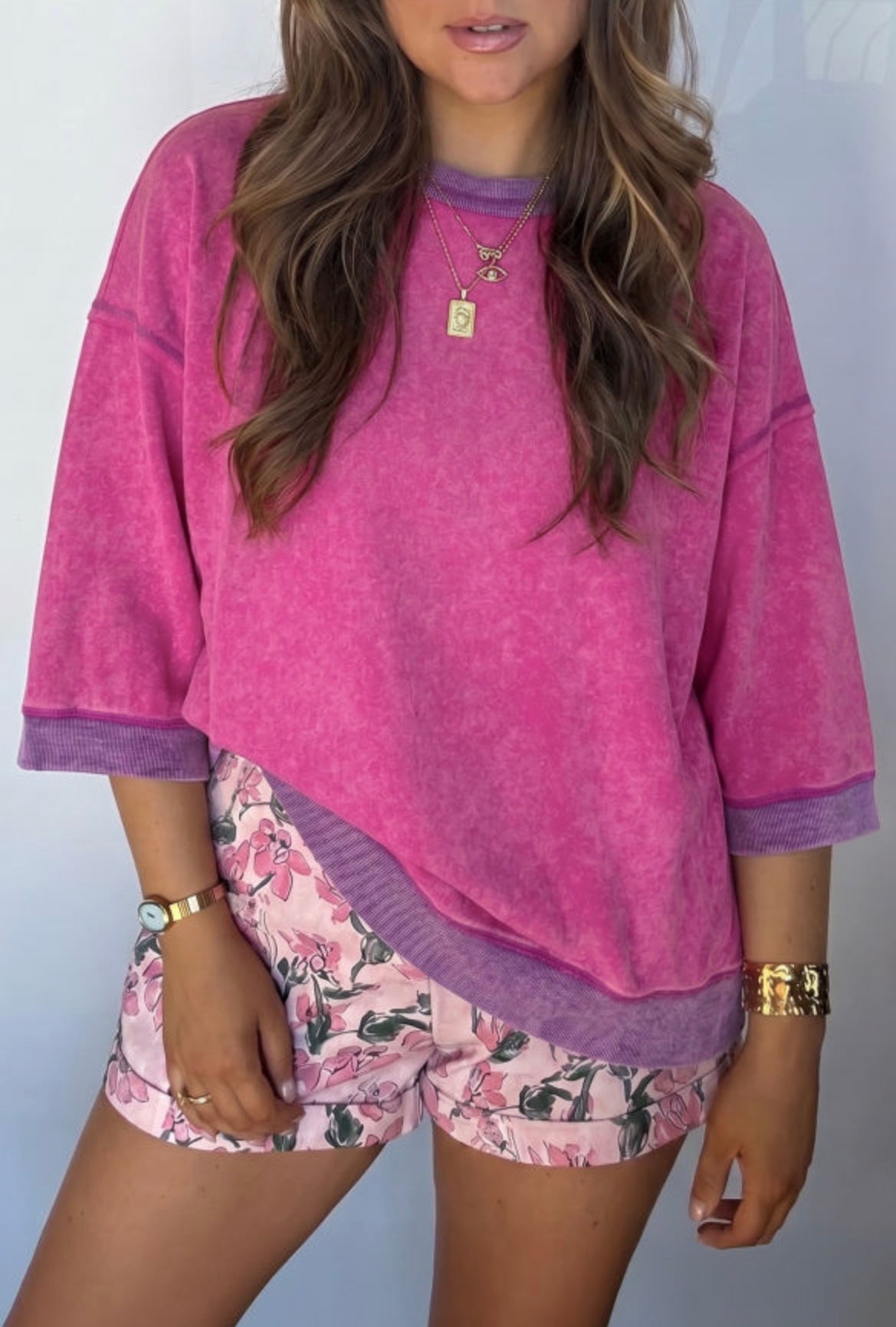 Strawberry Pink Mineral Wash Top