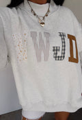 WWJD Mockneck Patchwork Embroidered Sweatshirt