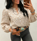 Floral Textured Long Sleeve Top