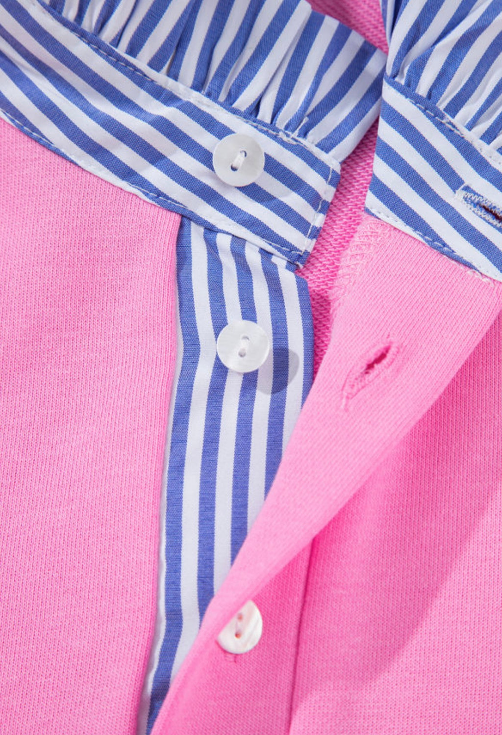 Pink Contrast Striped Collar Dress