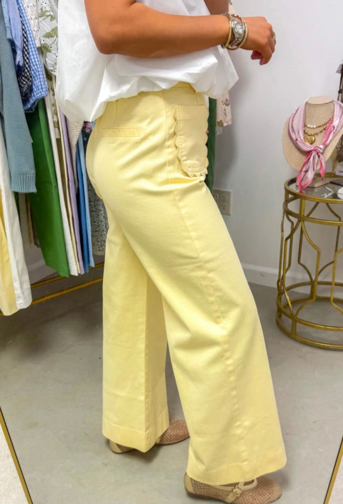 Yellow Scallop Pants