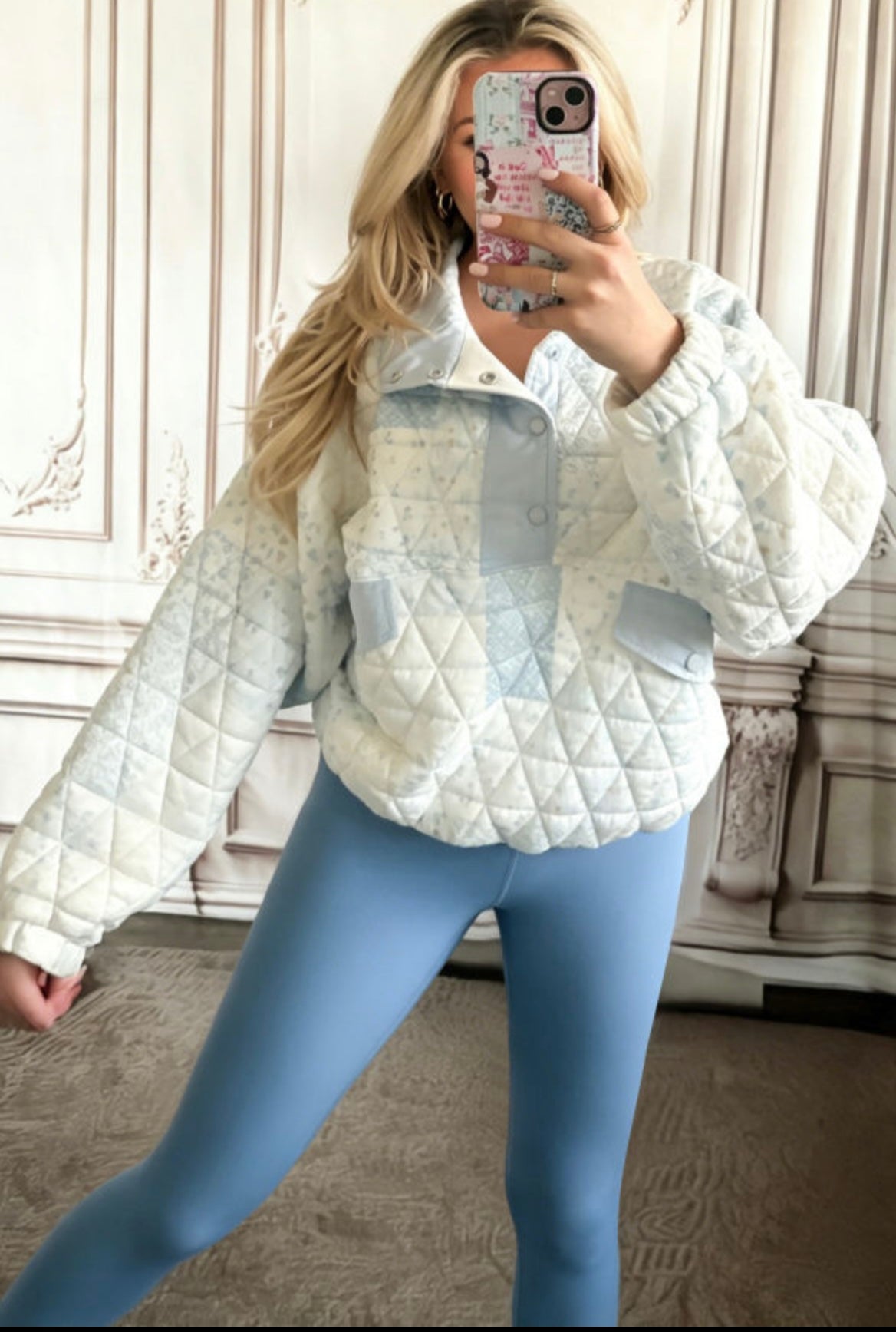 Floral Quilted Pullover Sweatshirt