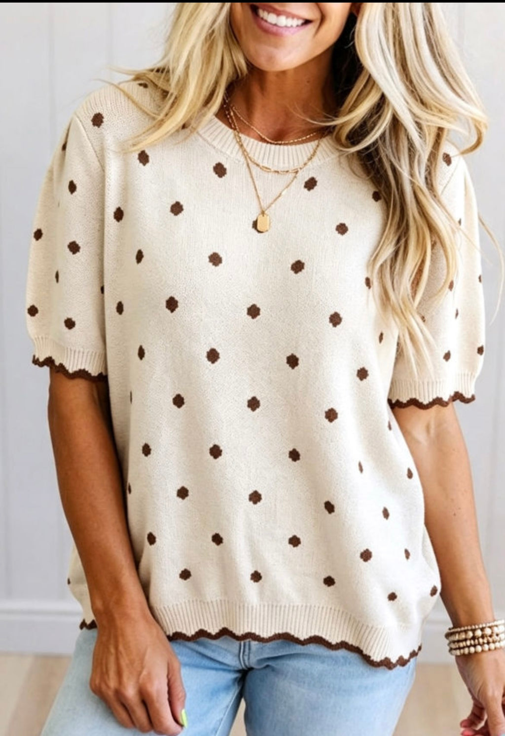 Beige Polka Dot Sweater