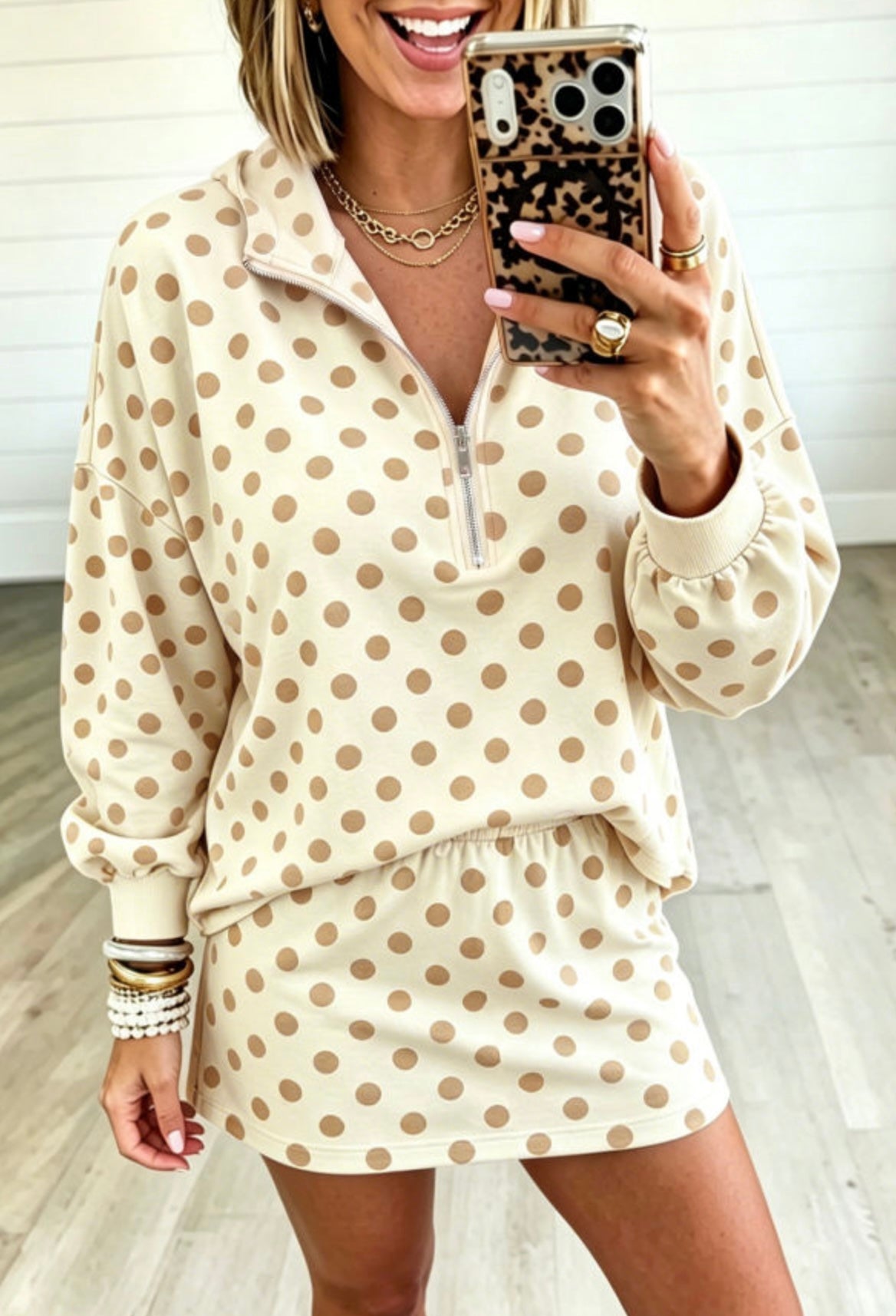 Polka Dot Hooded Skort Set