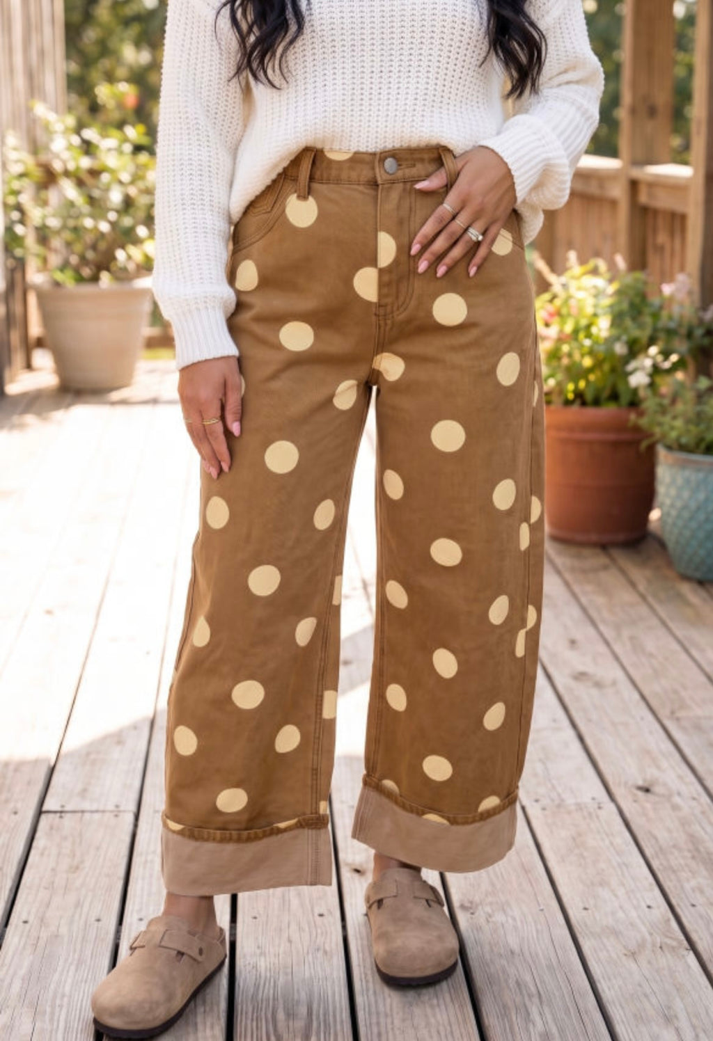 Sky Blue Polka Dot Ankle Length Jeans