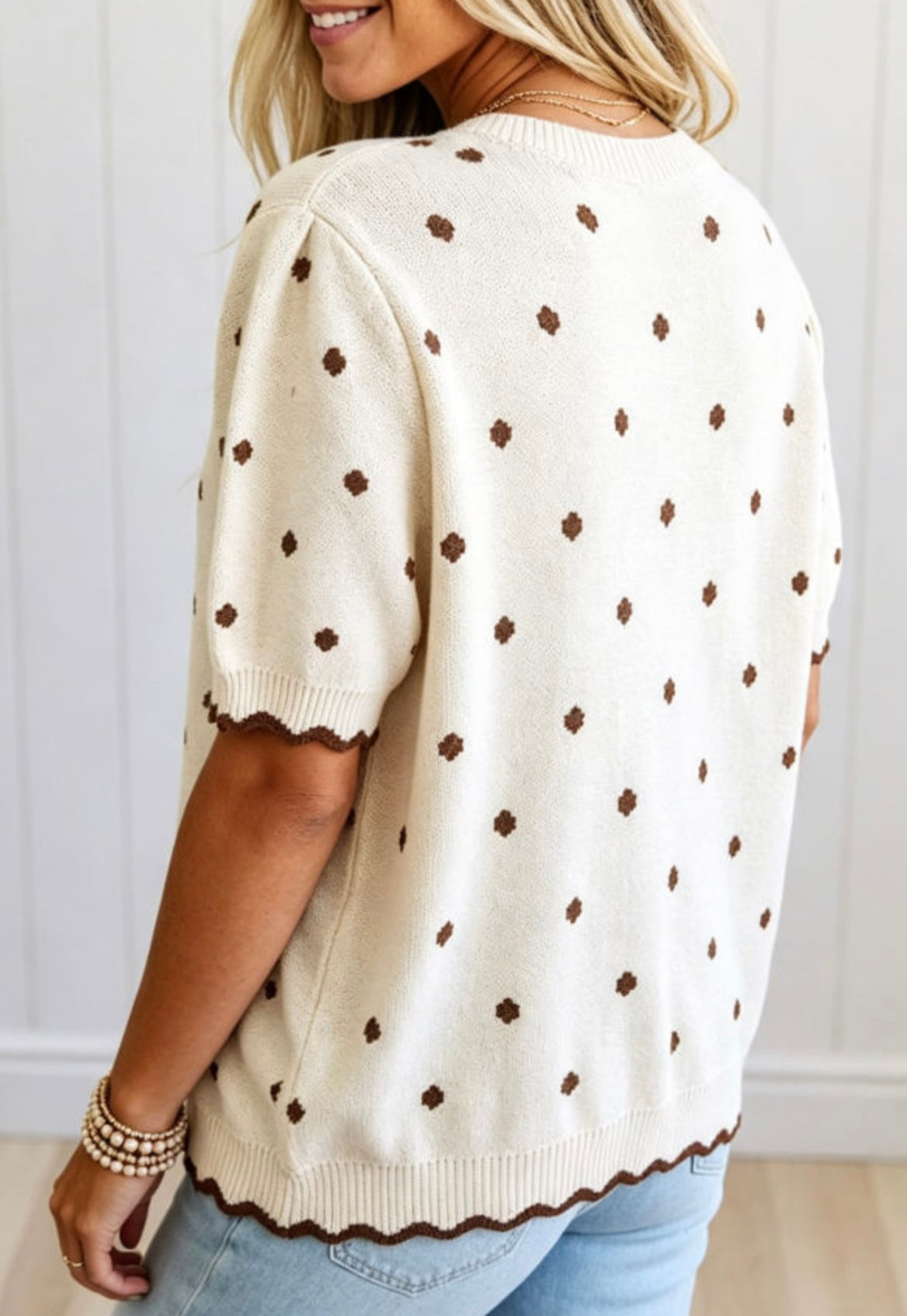 Beige Polka Dot Sweater