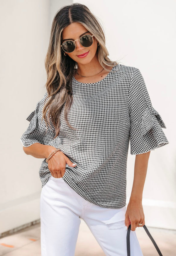 Black Gingham Top