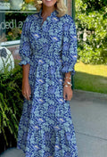 Sky Blue Frilled V Neck Dress