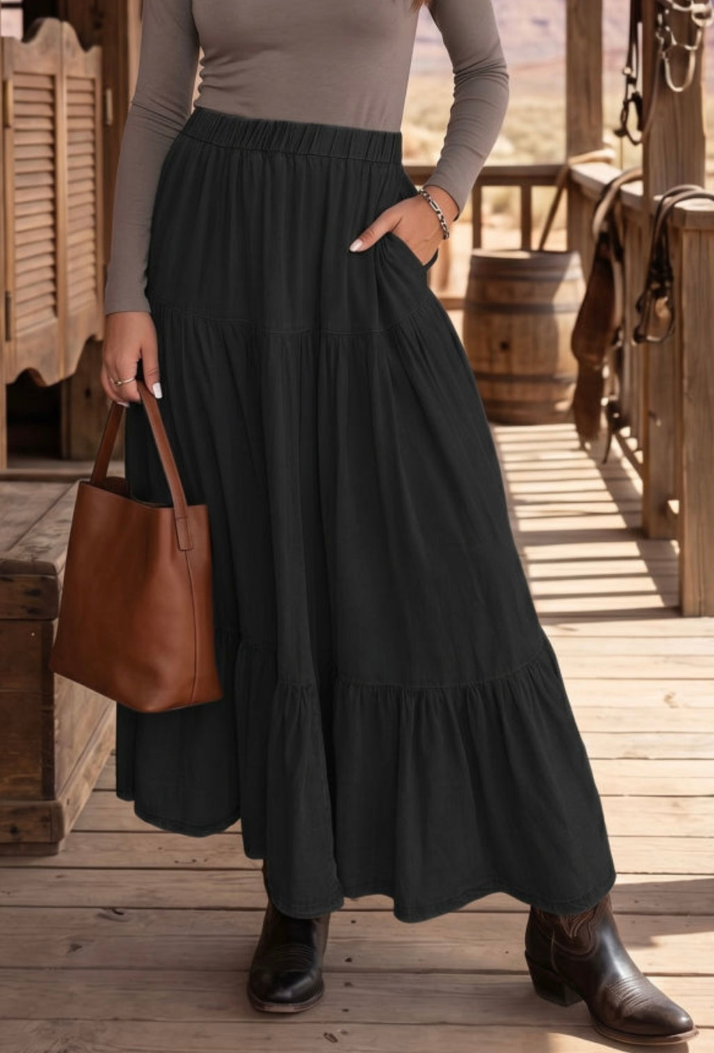 Denim Maxi Skirt