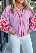 Decorative Sleeve Purple Top