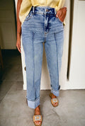 Center Seam Cuff High Waisted Jeans
