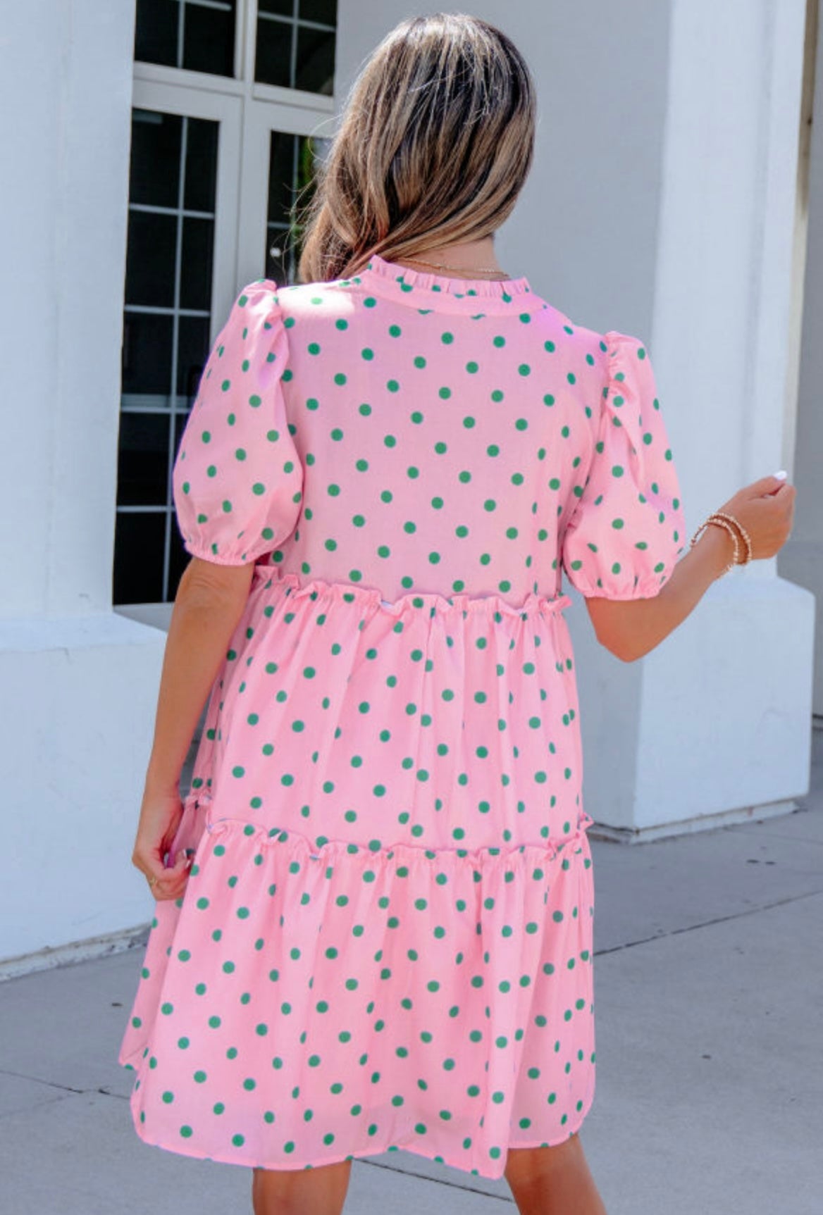 Pink & Green Polka Dot Dress