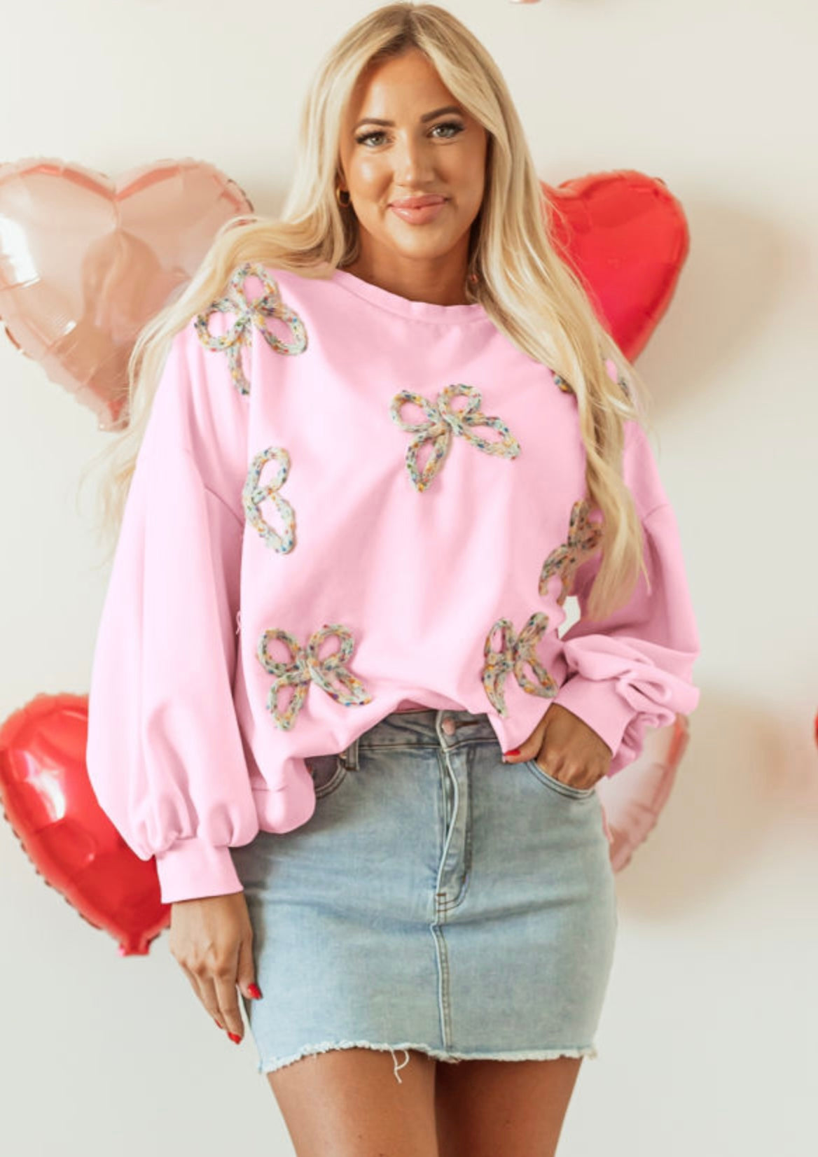 Pink Embroidered Sweatshirt