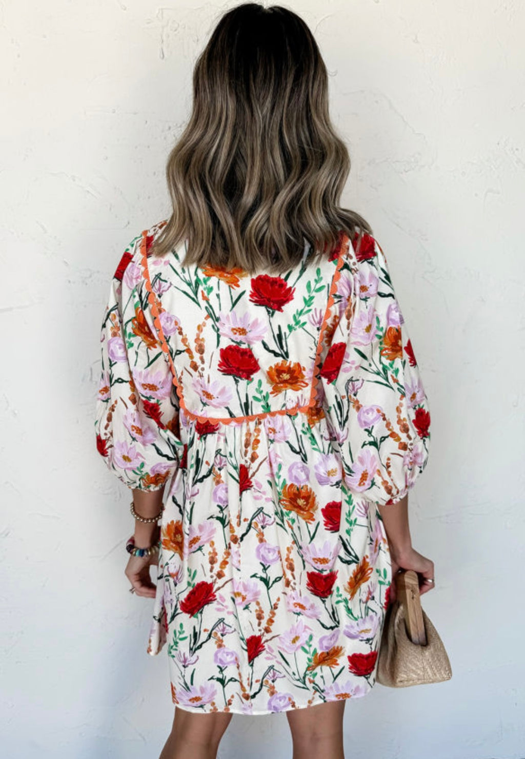 Floral Print Rirrac Trip Dress