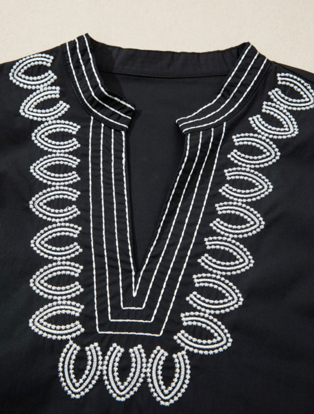 Black Embroidered Detail Top