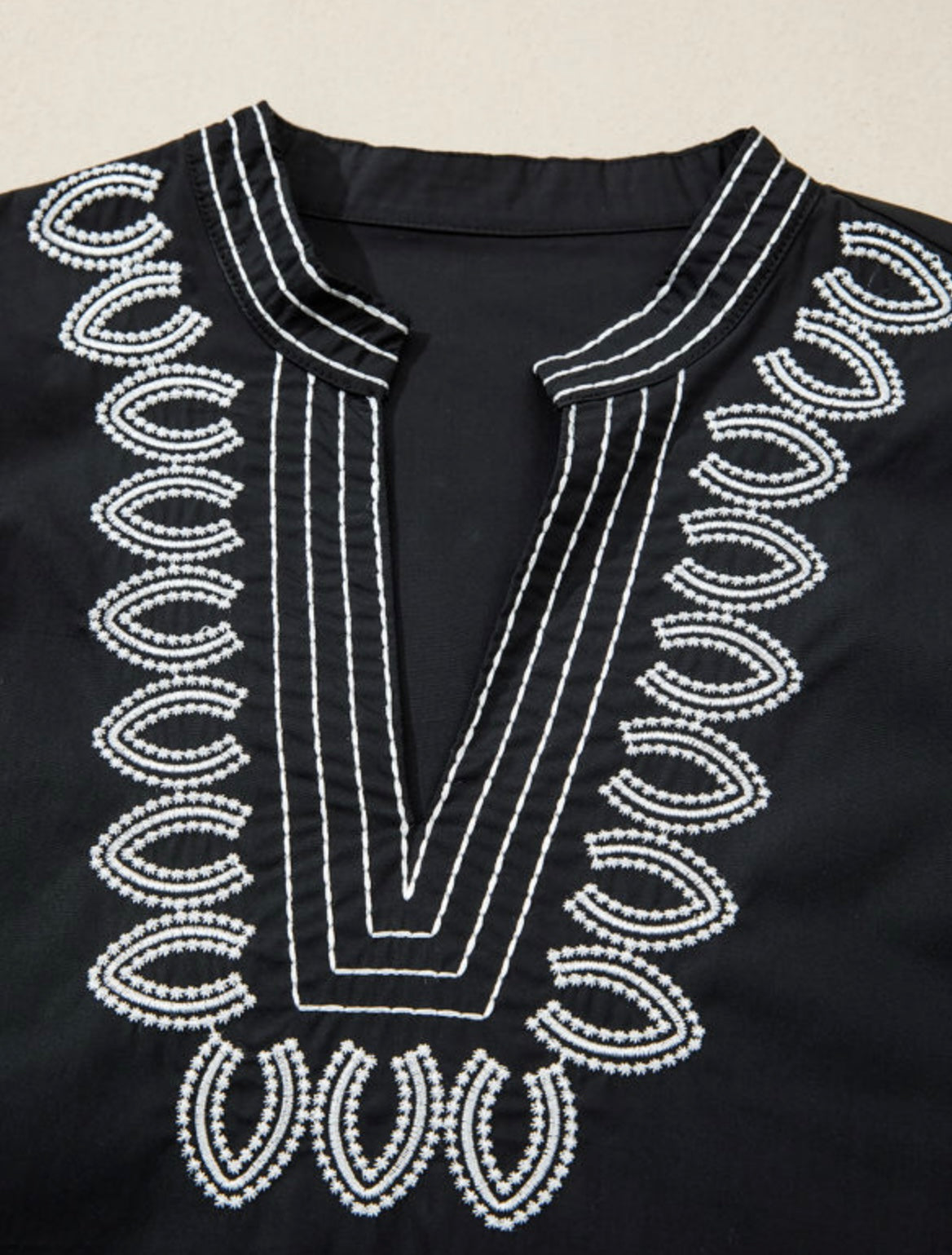 Black Embroidered Detail Top