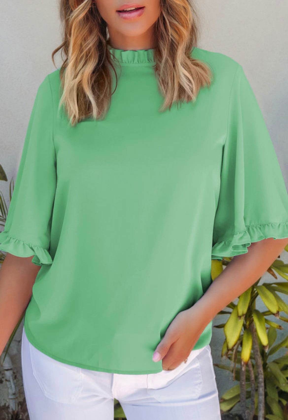 Ruffled Bell Sleeve Loose Blouse