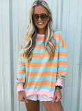 Orange Stripe Long Sleeve Top
