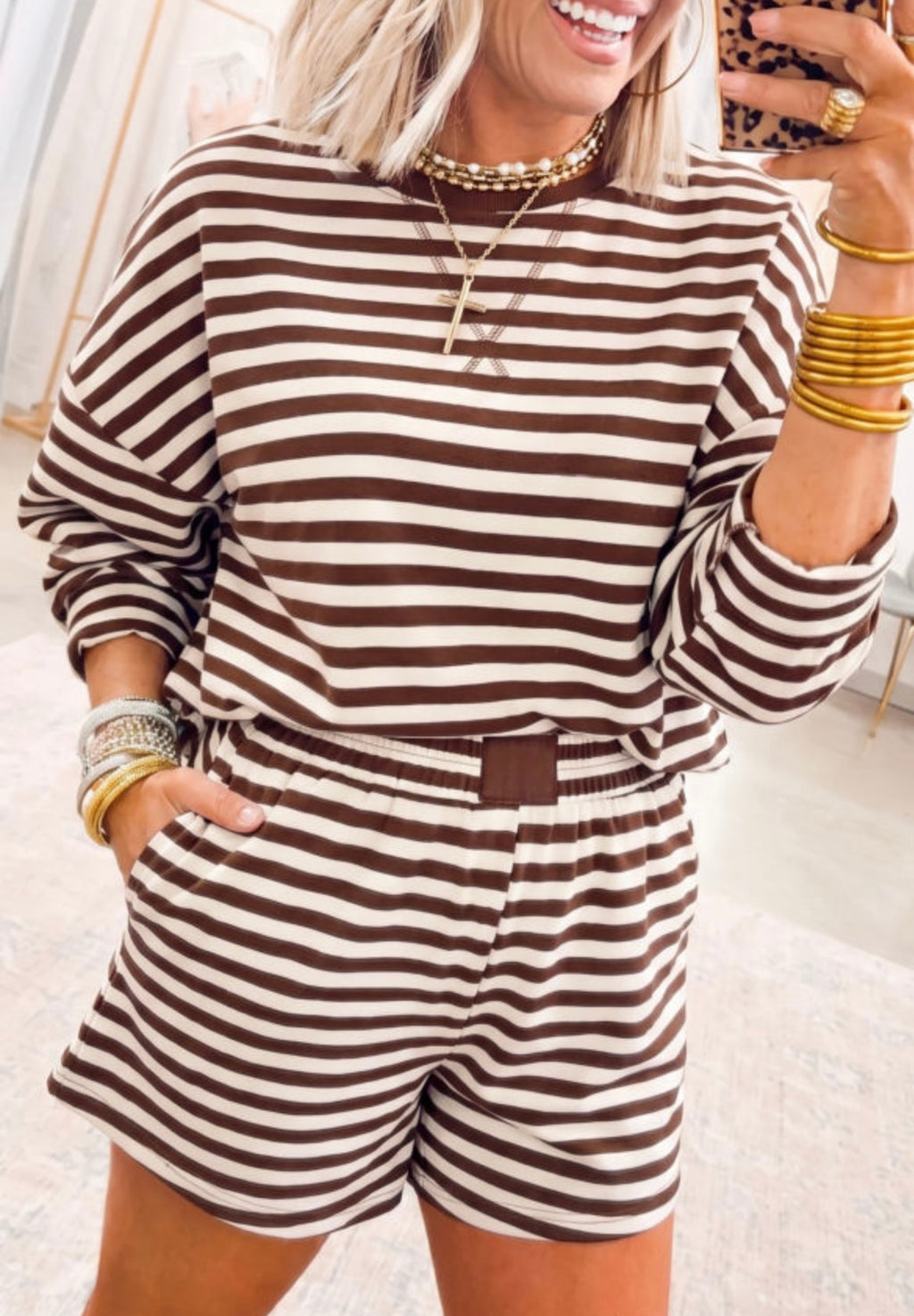 Pullover Elastic Waist Shorts Set