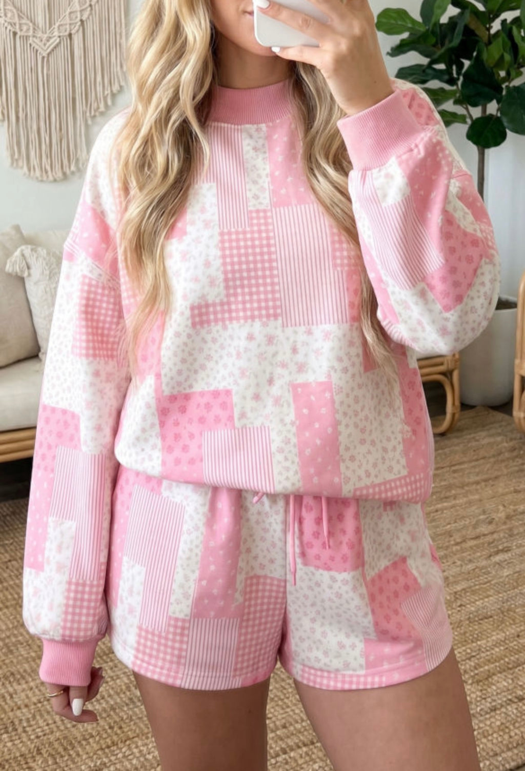 Patchwork Drop Shoulder Set