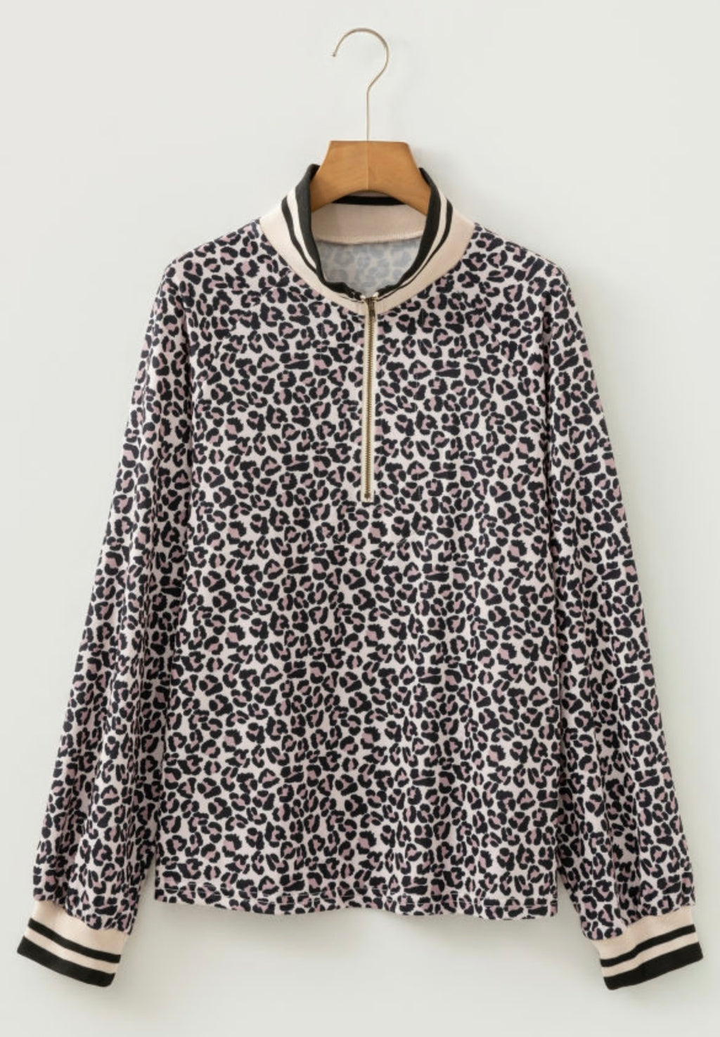 Leopard Print Half Zip Top