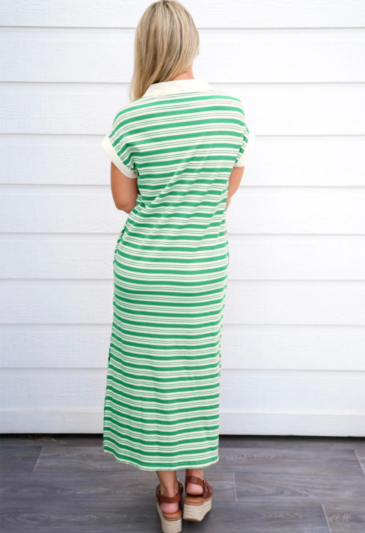 Green Stripe Midi Dress
