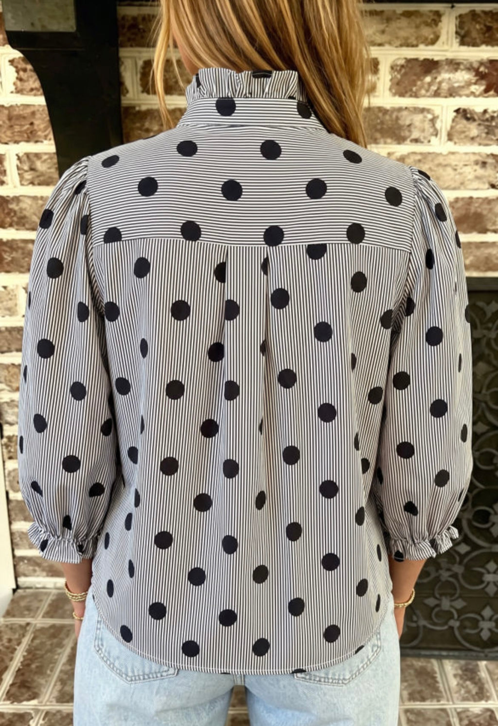 Polka Dot Ruffle Top