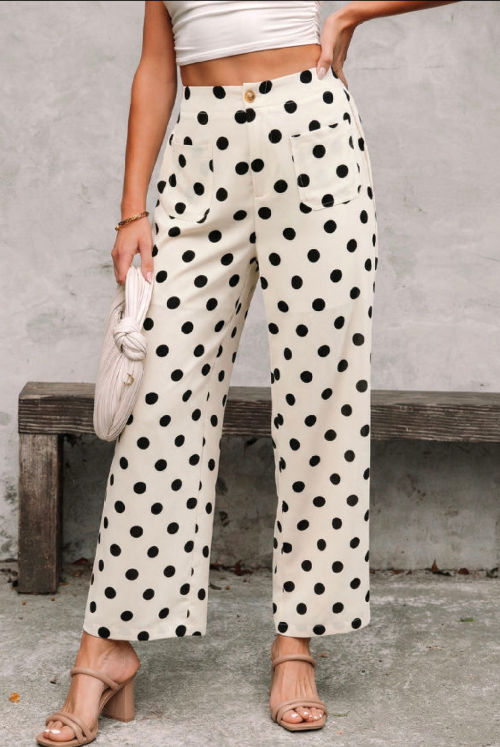 Polka Dot Pants Elastic Waist