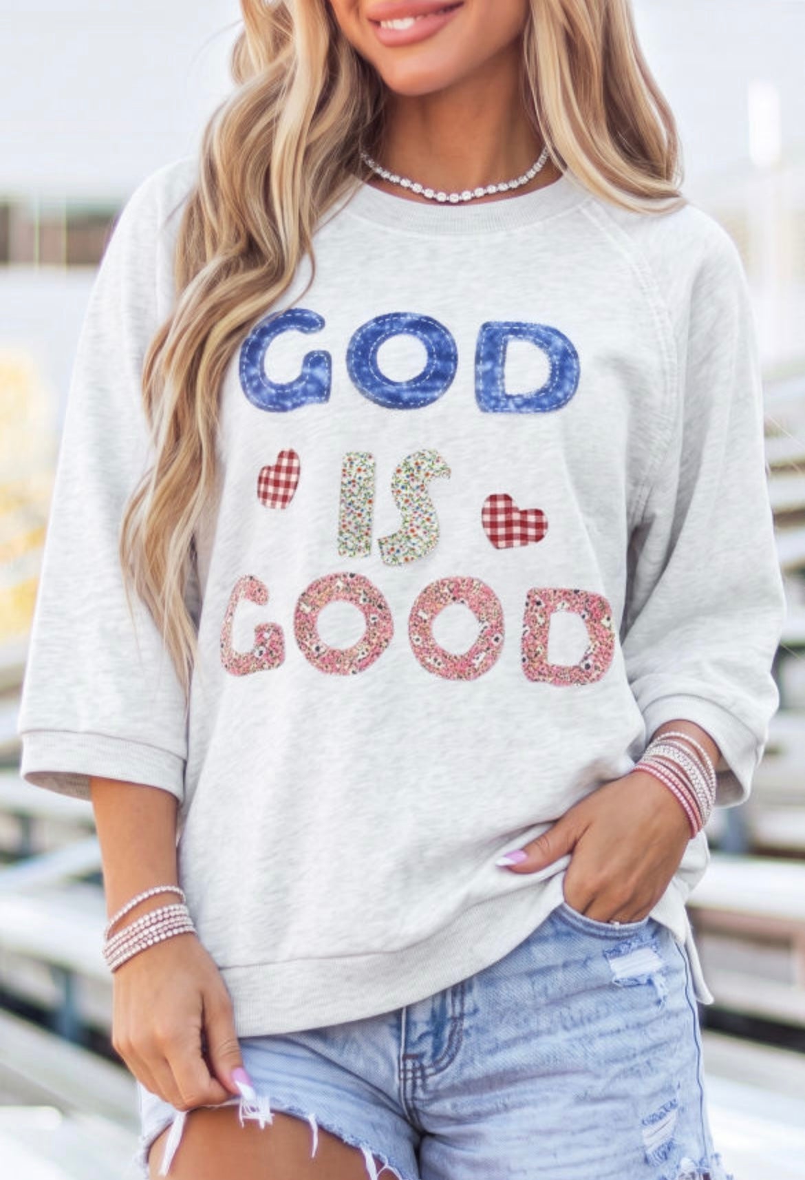 God Is Good Patchwork Top
