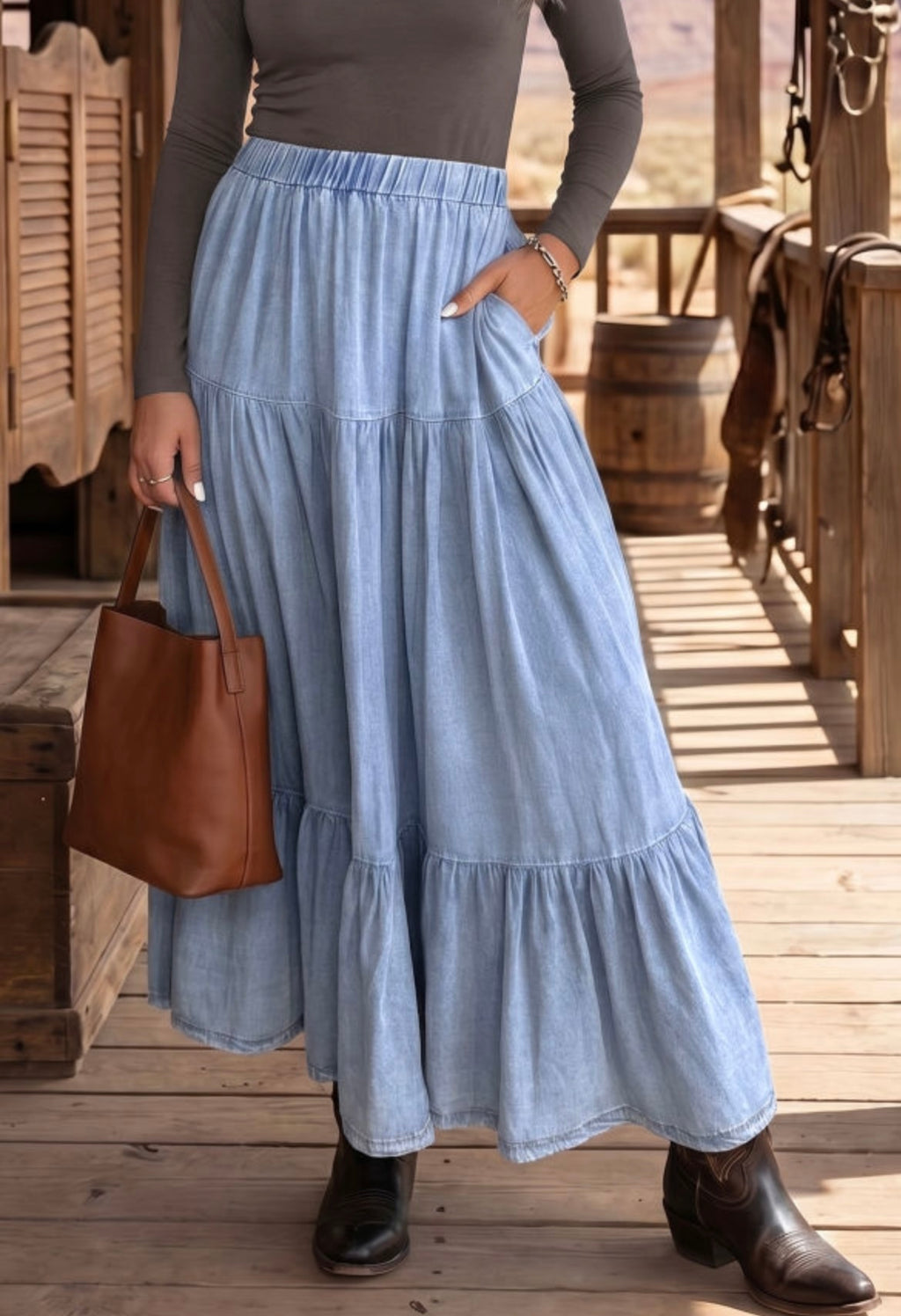 Denim Maxi Skirt