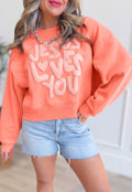 Jesus Loves You Puffy Letter Sweatshirt