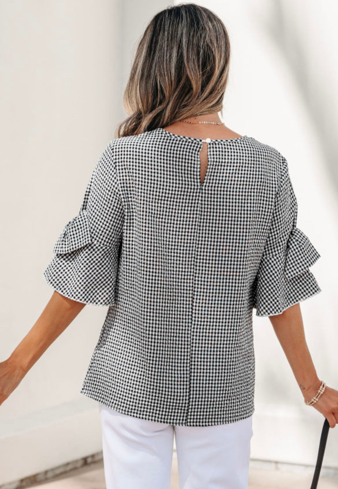 Black Gingham Top
