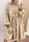 Gold Metallic Button Up Dress