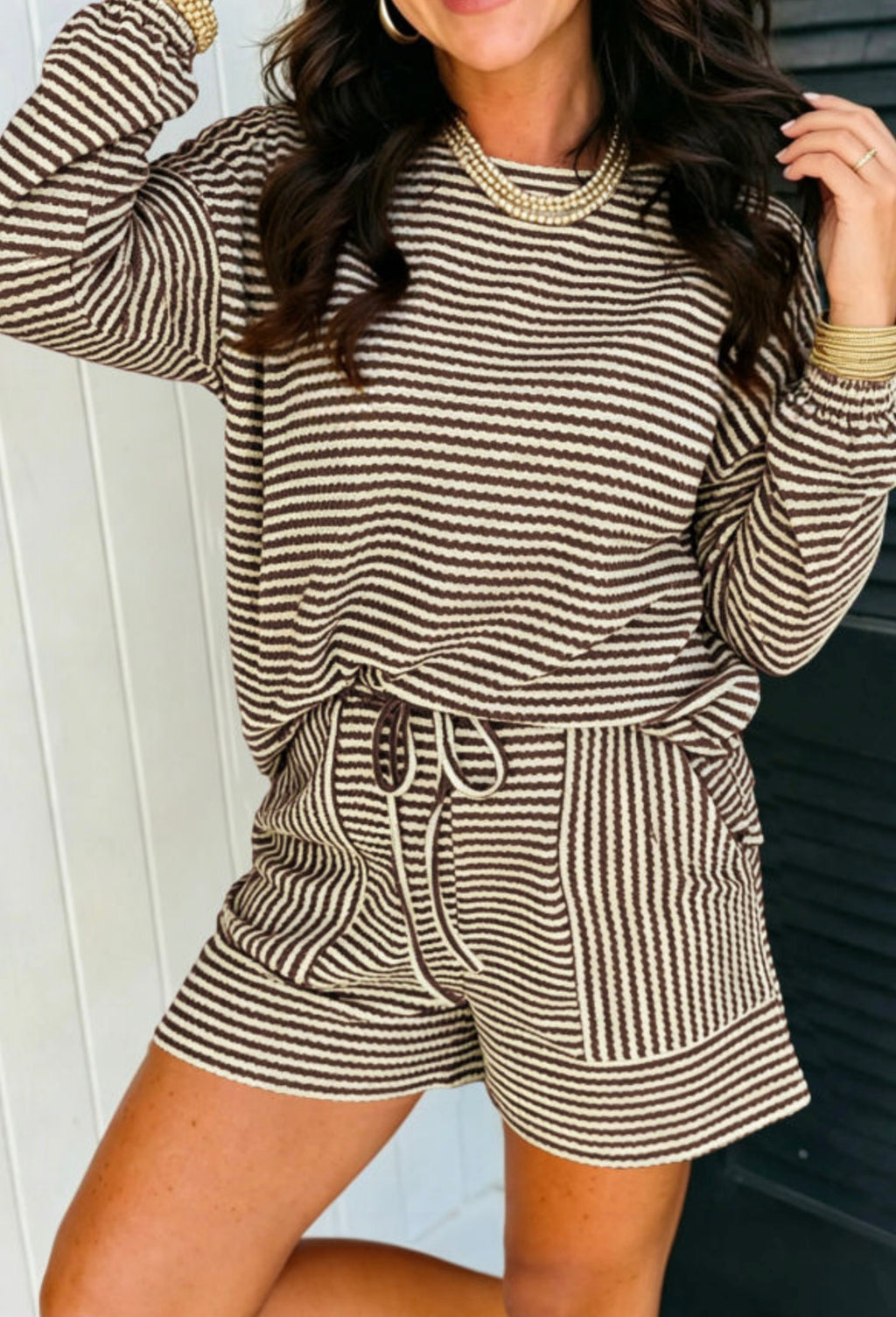 Stripe Textured Knit Set