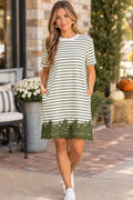 Entro Green Stripe Lace Dress
