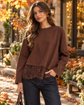 Entro Brown Lace Long Sleeve Top